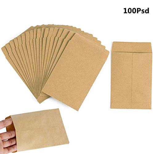 FANDE Sobres Kraft autoadhesivos, Bolsas Papel Kraft,Bolsitas Bolsas Papel Kraft Pequeñas Estraza Marrón para Semillas Híbridas de Maíz Saco de Granja Caramelos Regalos Moneda, jardín y oficina.