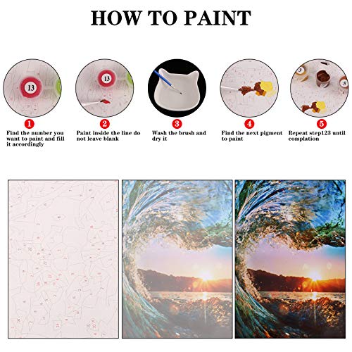 fanshiontide Pintura por números Pintura al óleo de bricolaje para adultos principiantes, decoración del hogar sin marco 40 * 50 cm，Amanecer
