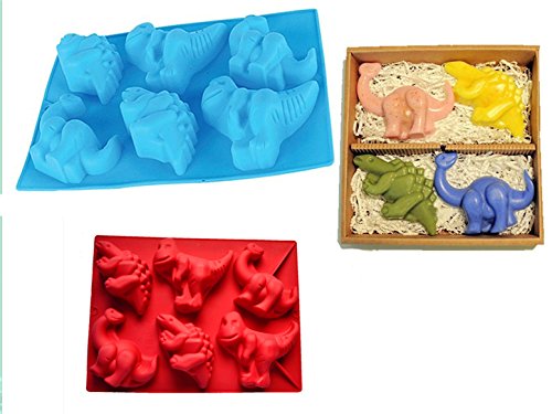 FantasyDay Premium Antiadherente Moldes para Tartas, Moldes de Silicona para Caramelos, Chocolate, Hornear, Tarta, Galletas, Jabón, Hielo - Cartón Dinosaurio
