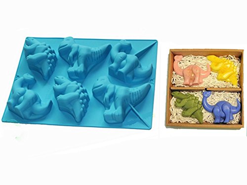 FantasyDay Premium Antiadherente Moldes para Tartas, Moldes de Silicona para Caramelos, Chocolate, Hornear, Tarta, Galletas, Jabón, Hielo - Cartón Dinosaurio