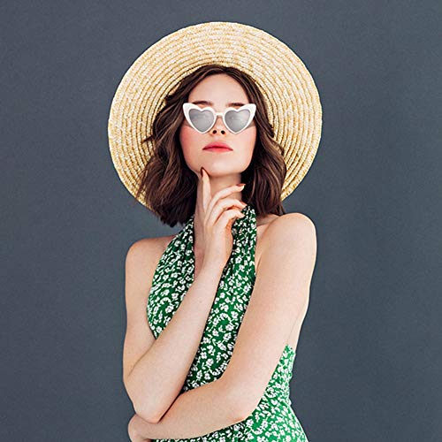 FANTESI 6 Piezas Gafas de Sol con Forma de Corazón, Gafas Vintage Clout Gafas de Sol Estilo Cat Eye Mod Gafas Kurt Cobain con 6 Piezas de Paño de Limpieza