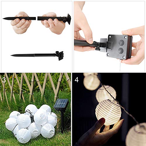 Farolillos solares de hadas de 16.4 pies con 20 luces LED de cadena solar para exteriores, para el hogar, el césped, el patio, decoraciones de jardín