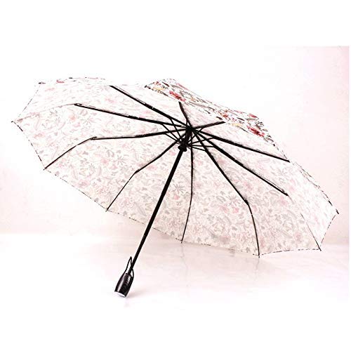 FCXBQ Patrón Retro Creativo a Prueba de Viento Hermoso Paraguas Pintado Hembra Petunia Flor tríptico automático Paraguas sombrilla