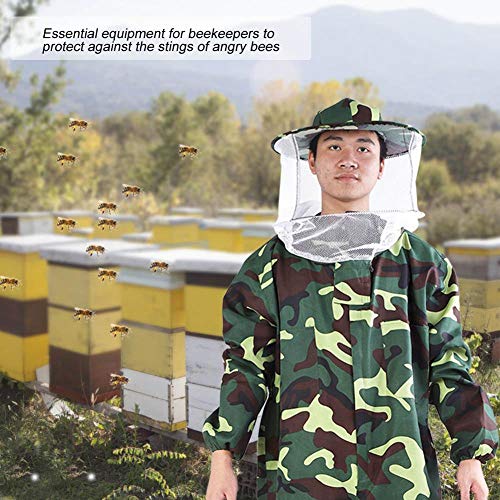 Fdit Socialme-EU Traje de Protección Conta Abeja Profesional Apicultor Mono Equipo de Apicultura Suministros de Jardinería(XXL)