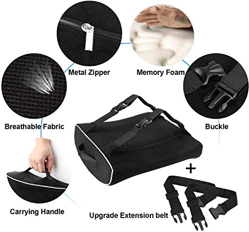 Feagar Cojin Lumbar Coche, Respaldo Lumbar para Silla Oficina, Apoyo Almohada Lumbar de Espuma Memoria, (Negro)