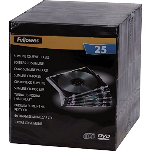 Fellowes 98316 - Pack de 25 Cajas Estuche para CDs/DVDs Slim, Transparente