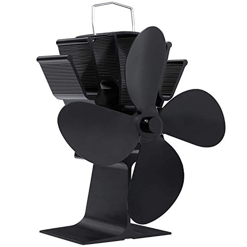 Femor Ventilador de Estufa de 4 Palas, Ventilador de Estufa de Calor para Estufas de Leña/Leña/Chimenea, Funcionamiento silencioso de 50 ° C a 80 ° C, , con Aspa de Repuesto