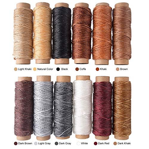 FEPITO 12 colores cuero encerado hilo de hilo 392 yardas 150D hilo de coser encerado para artesanía de cuero artesanía de costura DIY