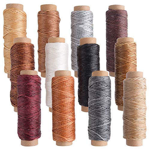 FEPITO 12 colores cuero encerado hilo de hilo 392 yardas 150D hilo de coser encerado para artesanía de cuero artesanía de costura DIY