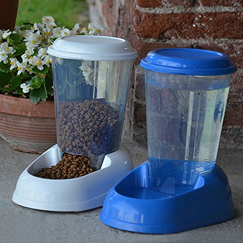 Ferplast Dispensador de agua para perros de talla pequeña y mediana y gatos NADIR 3 litros, Depósito transparente con tapa, Plástico, Base antideslizante, 29,2 x 20,2 x h 28,8 cm Blanco