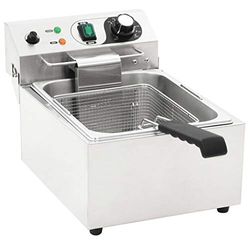 Festnight Freidora Electrica Profesional de Acero Inoxidable (10 litros, 3000 W, 220-240 V) Plateado 29 x 44 x 29 cm