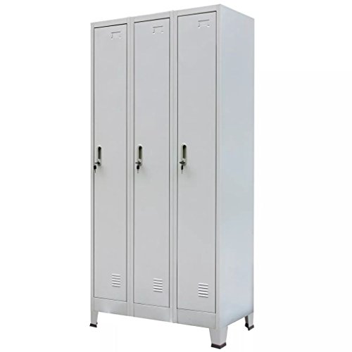Festnight Mueble Archivador Armario de Oficina AceroCon 3 Barras Colgantes y 3 Estantes Gris