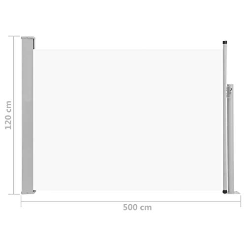 Festnight Toldo Lateral Retráctil de Jardín Toldo para Jardín Patio Balcón Toldos Terraza Color Crema 120x500 cm