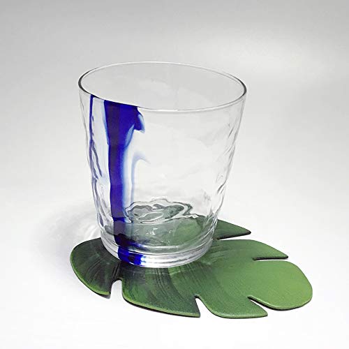 FGASAD 10 manteles individuales de hoja de palma, hojas artificiales tropicales verdes resistentes al calor, PVC para decoración de fiestas hawaianas