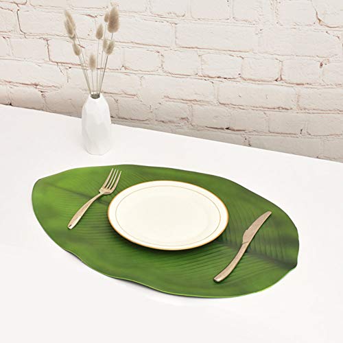 FGASAD 4 manteles Individuales de Hojas Tropicales, Impermeables, Antideslizantes, Posavasos de Plantas Artificiales, Mantel de Cocina y Bandera de Mesa, Suministros de Fiesta de la Selva Playa