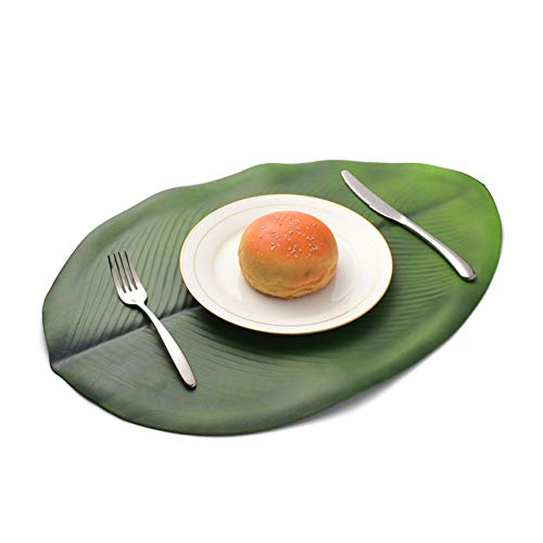 FGASAD 4 manteles Individuales de Hojas Tropicales, Impermeables, Antideslizantes, Posavasos de Plantas Artificiales, Mantel de Cocina y Bandera de Mesa, Suministros de Fiesta de la Selva Playa