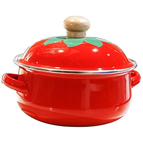 FGHSD  18cm 1.5L Tomate Sopa de esmalte Olla Mini cacerola Leche Fideos de huevo Sartén para cocina de inducción Cocina de gas   Rojo