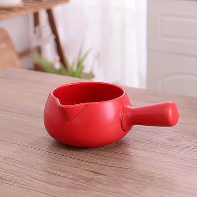 FGHSD  Sopa de cazuela pequeña gachas de leche hervida para bebés fideos de cocina de cerámica alta temperatura salud cocina stewpan saucepot   rojo 700ml