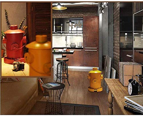 FHKBK Papelera Industrial de Hierro Forjado, con Pedal para Bomberos, Restaurante, con Tapa, Papelera (Color: Rojo), latón