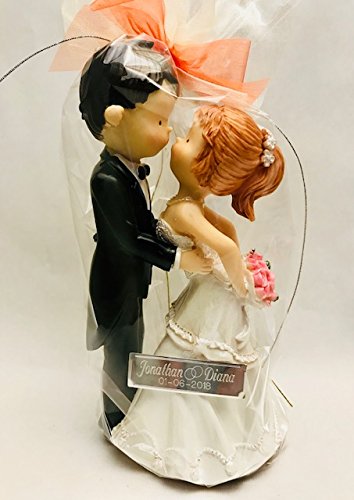 Figura boda PERSONALIZADA novios beso tarta figuras GRABADAS baratas