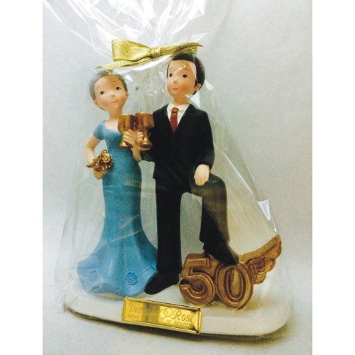Figura pastel bodas de oro 50 aniversario GRABADA/figuras PERSONALIZADAS para tarta baratas