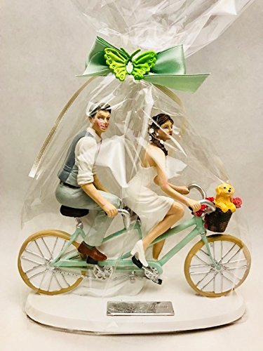 Figuras GRABADAS de boda novios bicicleta para tarta pastel PERSONALIZADA bici