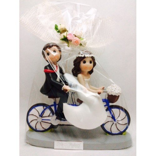 Figuras GRABADAS de boda novios tandem/bicicleta para tarta pastel PERSONALIZADA bici