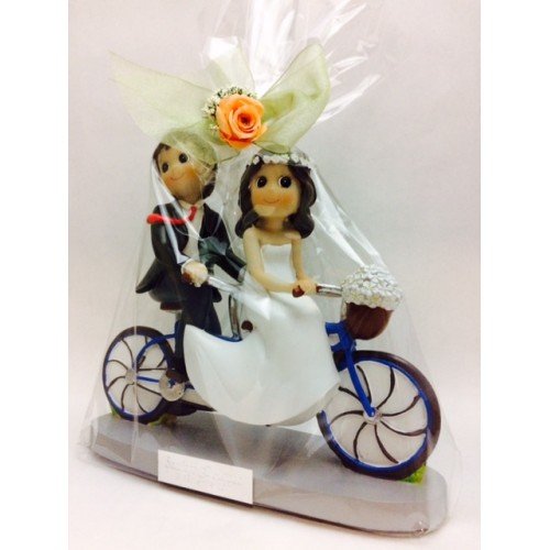 Figuras GRABADAS de boda novios tandem/bicicleta para tarta pastel PERSONALIZADA bici