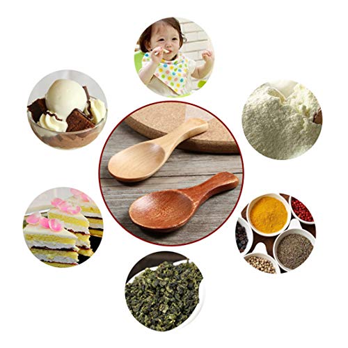 FineInno 4 Piezas Cuchara Madera Organizador Cocina Cuchara Sopera Pequeña Servir Wooden Spoons,11ml (4 Piezas Cuchara Madera)