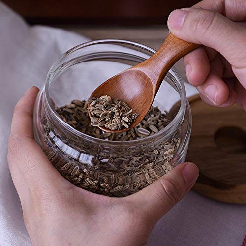 FineInno 4 Piezas Cuchara Madera Organizador Cocina Cuchara Sopera Pequeña Servir Wooden Spoons,11ml (4 Piezas Cuchara Madera)