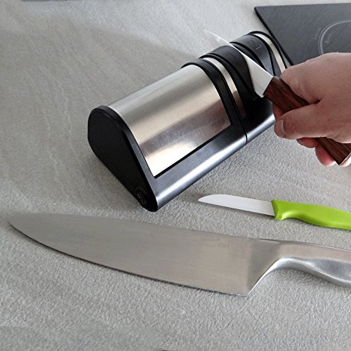 FISHTEC ® Afilador de Cuchillos (Metal o Cerámica) Eléctrico - Discos Abrasivos Diamante
