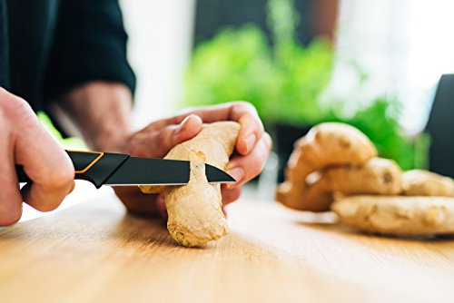 Fiskars Cuchillo para pelar, Diseño moderno, Hoja recta, Longitud total: 20 cm, Acero de calidad/Plástico, Edge, 1003091
