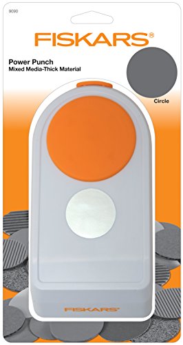 Fiskars Perforadora de Figuras, Círculo, Ø 5 cm, Para diestros y zurdos, Acero de calidad/Plástico, Blanco/Naranja, Power, XL, 1020498