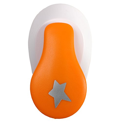 Fiskars Perforadora de figuras, Estrella, Ø 1,9 cm, Para diestros y zurdos, Acero de calidad/Plástico, Blanco/Naranja, Lever Punch, S, 1004641