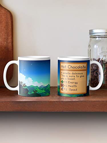 FitinC Hot Chocolate Cute Valley Stardew Best Mug Tiene 11oz de Mano Hechas de cerámica de mármol Blanco