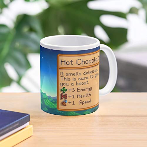 FitinC Hot Chocolate Cute Valley Stardew Best Mug Tiene 11oz de Mano Hechas de cerámica de mármol Blanco