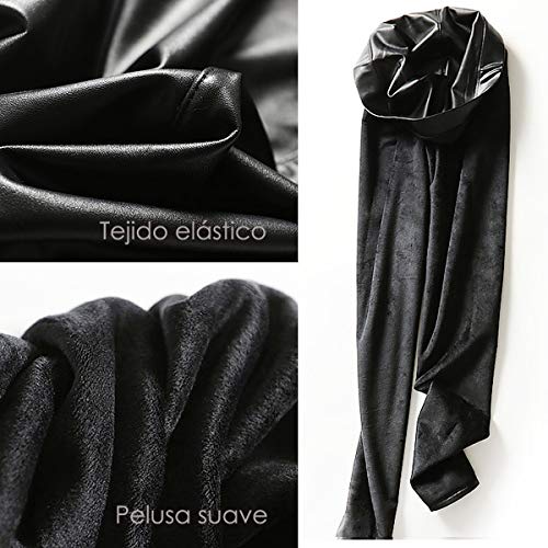 FITTOO Mujeres PU Leggins Cuero Brillante Pantalón Elásticos Pantalones para Mujer200#3 Terciopelo Fino 2XL