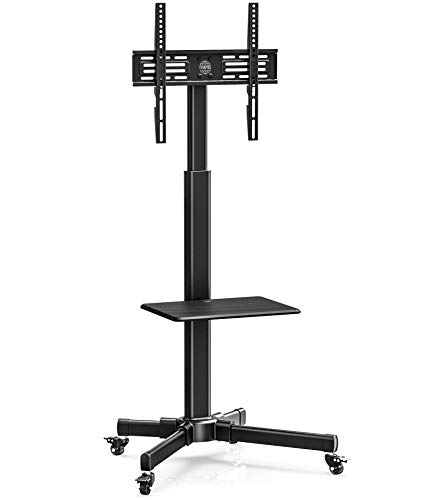 FITUEYES Soporte TV Móvil de 27 a 55 Pulgadas Inclinable Exhibición Móvil Carro con Estante MAX VESA 400 x 400 mm
