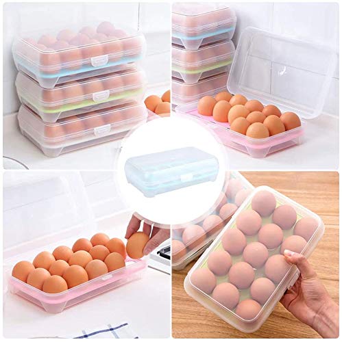 Fiyuer huevera plastico 2 Pcs Caja para Huevos Organizador de Cocina apilable con Tapa Capacidad para 30 Huevos