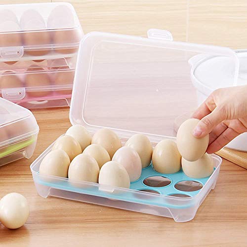 Fiyuer huevera plastico 2 Pcs Caja para Huevos Organizador de Cocina apilable con Tapa Capacidad para 30 Huevos
