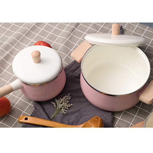 FLAMEER 1 Unidad Olla de Cocina de Esmalte Accesorio de Cocina Experiencia Gastronómica - Olla Rosa