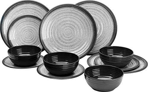 Flamefield Granite - Juego de comedor (12 piezas, melamina), color gris