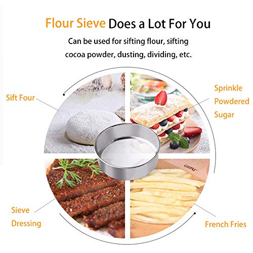 Fleymu Acero Inoxidable Tamiz de Harina Utensilios de Cocina Coladore Profesional Malla Fina Coladores Tamizar la Harina para Hornear Aceite, Harina, Herramienta Práctica para Repostería