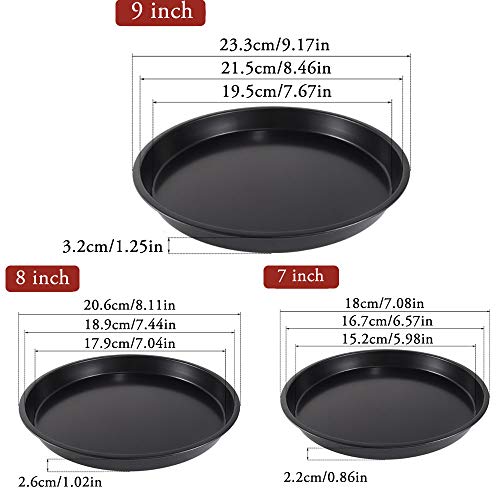 Fleymu Juego Bandeja para Pizza Horno Molde Hornear Tarta Antiadherentes Cocina Plato Redonda Sartén Duradera Masa Acero Carbono Profesional Universal Pizza Bandejas para Restaurantes y Pizzas Caseras