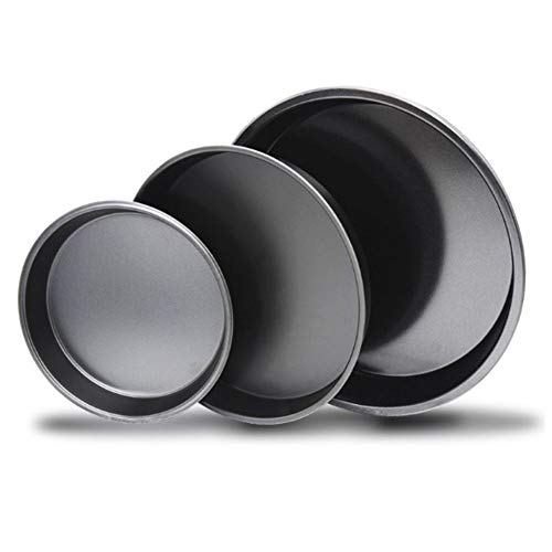Fleymu Juego Bandeja para Pizza Horno Molde Hornear Tarta Antiadherentes Cocina Plato Redonda Sartén Duradera Masa Acero Carbono Profesional Universal Pizza Bandejas para Restaurantes y Pizzas Caseras
