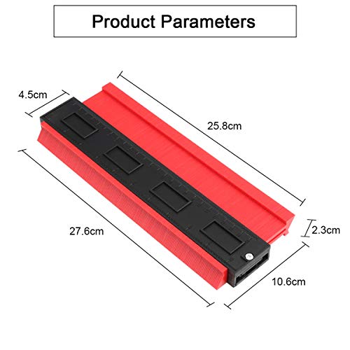 flintronic Medidor de Contornos, 10"/250MM Herramienta de Medición de Perfil Irregular, para la medición precisa de baldosas en Madera laminada Marcado (Red)