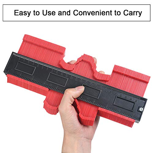 flintronic Medidor de Contornos, 10"/250MM Herramienta de Medición de Perfil Irregular, para la medición precisa de baldosas en Madera laminada Marcado (Red)