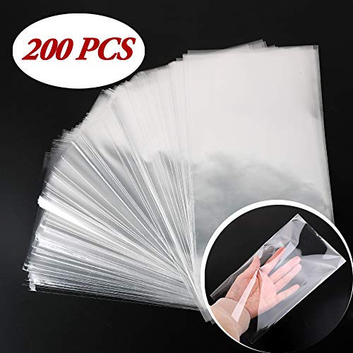 FLOFIA 200pcs Bolsa Celofán Transparentes - 15 x 25 cm Bolsas Plástico OPP de Regalo para Cumpleaños Fiesta Boda Baby Shower Navidad Alimentos Galletas Caramelos Dulces Chuches Bombones Piruleta