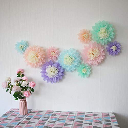 Flores de papel de seda pompones para decoración de fiestas, decoración de pared de guardería y decoración al aire libre - 10 piezas de 20,6 cm