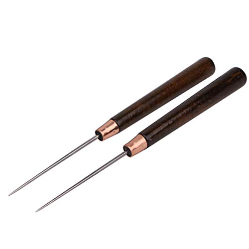 Flushzing 2 Piezas de Madera sólida de la manija Modo Exploración de la lezna de Cuero Craft Tela de Profesionales de Costura Herramientas de reparación de Costura
